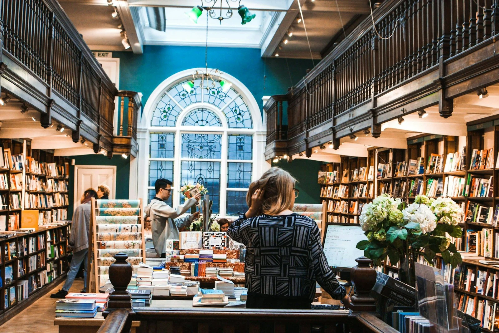 Bookstore interior, new lighting